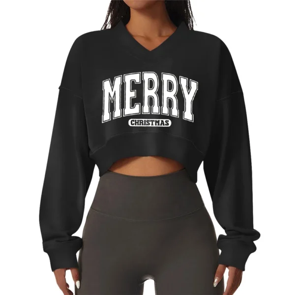 Women's Casual Fashionable Comfortable Padded V-Neck Christmas Printed Long - Image 17