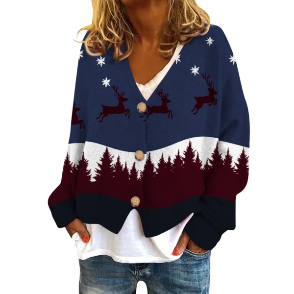 Women's Fashion Short Coat Casual Long Sleeve Printed Single Breasted Plush Top - Image 8