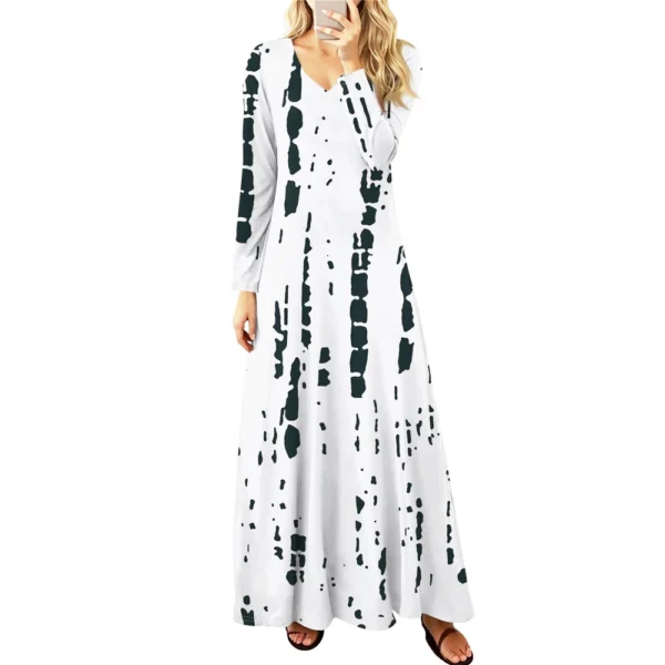Women's Casual Fashion Long Sleeve Graphic Printed Vintage Long Dresses Fall - Image 8