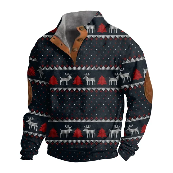Men's Buttoned Sweatshirt With European And American Autumn/winter Printed Long - Image 6