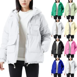 Women's Casual Warm Versatile Large Collar Solid Color Thickened Cotton Coat