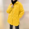 Women's  Loose Casual Solid Color Medium Long Diamond  Down Cotton Jacket, - Image 8