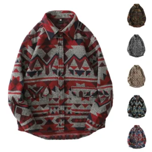 Retro Ethnic Long Sleeved Shirt Men'S Street Loose Fashion Jacket