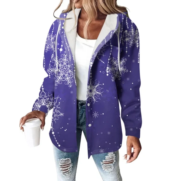 Women's Coat Casual And Fashionable Composite Thick And Warm Printed Hooded - Image 8