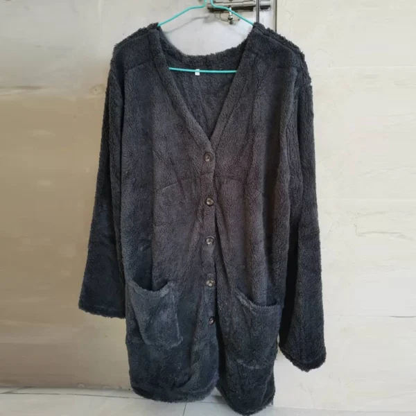 Women's Single-breasted Double-sided Fleece Warm Mid-length Cardigan Jacket - Image 11