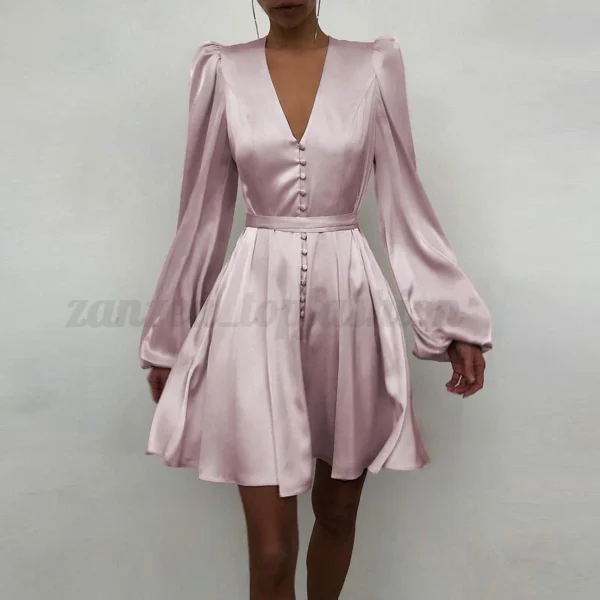 Women's cuff V-neck shirt dress - Image 5
