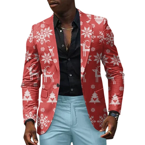 Unisex Winter Christmas Prints Suit Jackets Unisex Casual Fashion Button Jackets - Image 22