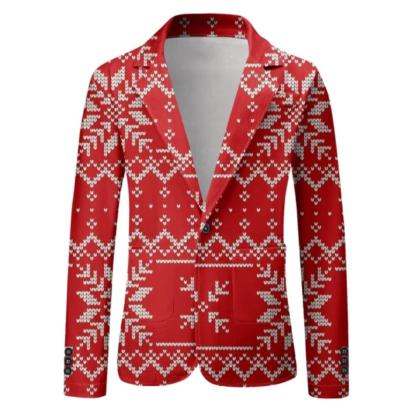 Unisex Winter Christmas Prints Suit Jackets Unisex Casual Fashion Button Jackets - Image 2