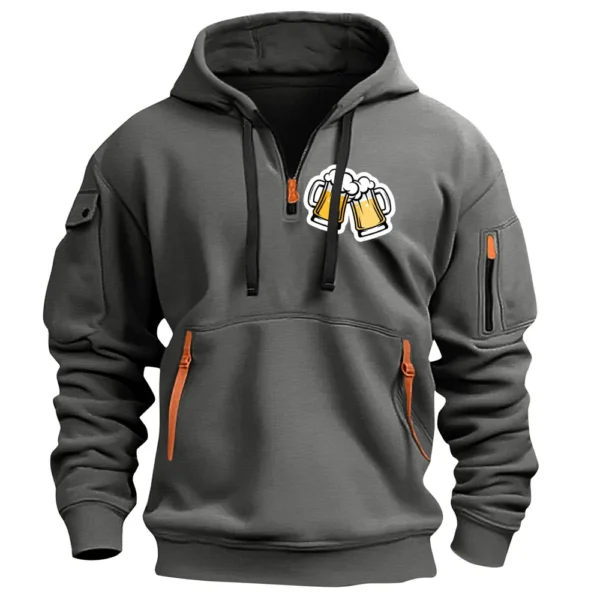 Men's Printed Sweatshirt Hoodie Zipper Arm Pocket Cardigan Men's Sports Large - Image 20