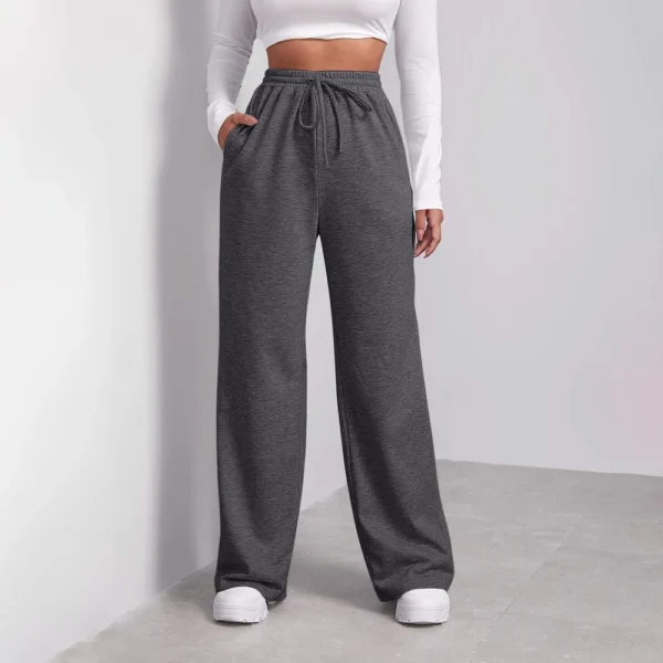 Women's Drawstring Track Pants Lined Pockets Ladies Wide Leg Sweatpants US - Image 8