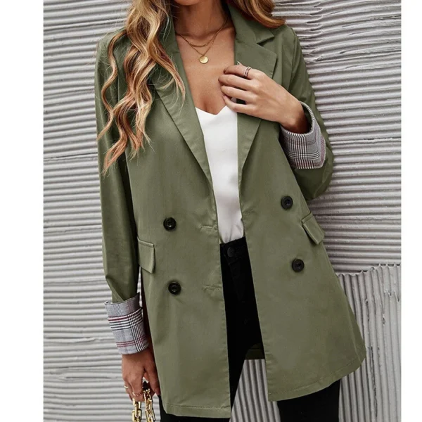 Fashion loose suit solid color collar coat women - Image 12
