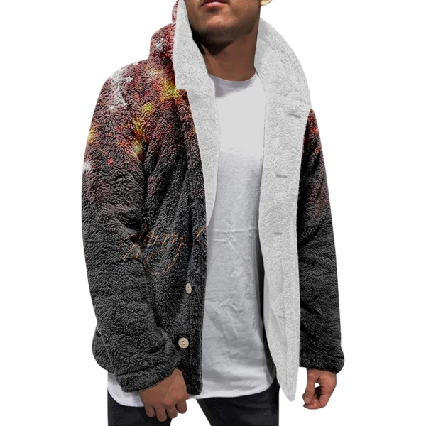 Men'S Winter Zipper Hooded Fleece Sweatshirt With Patch Pocket Casual Jacket - Image 4