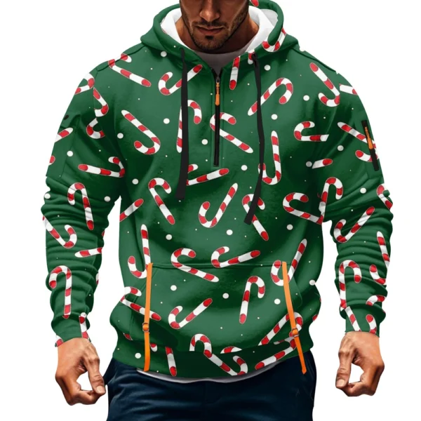 Men's Printed Sweatshirt Hoodie Zipper Arm Pocket Cardigan Men's Sports Large - Image 13