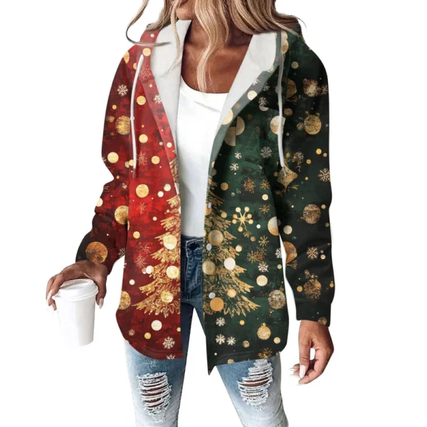 Women's Coat Casual And Fashionable Composite Thick And Warm Printed Hooded - Image 3