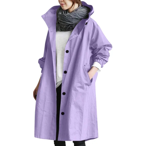 Jacket For Women Casual Plus Size Coat Solid Color Mid Length Windbreaker - Image 38