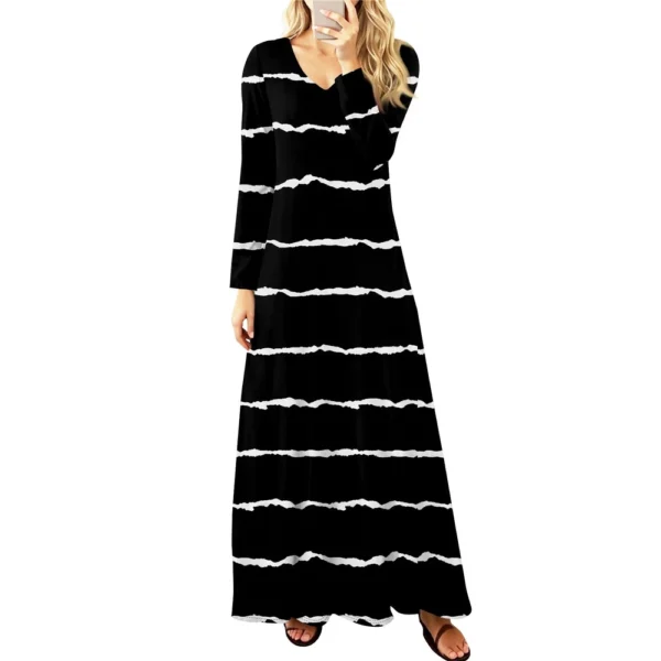 Women's Casual Fashion Long Sleeve Graphic Printed Vintage Long Dresses Fall - Image 17