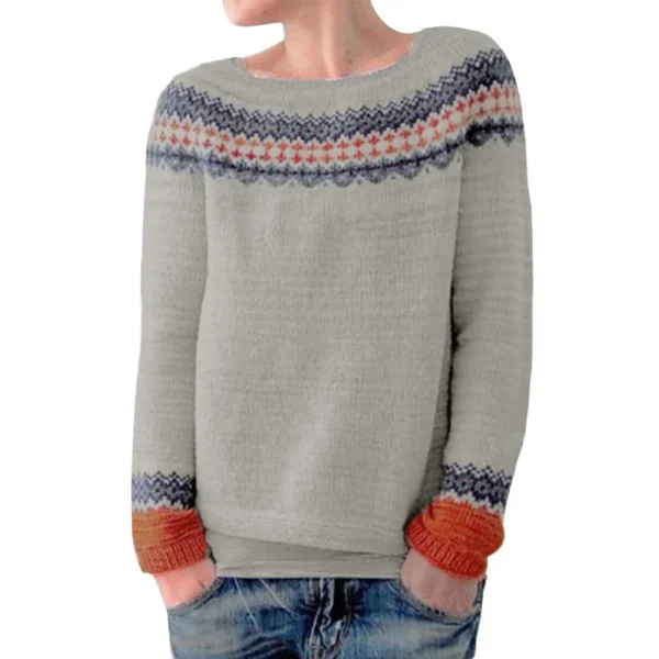 Women's Fashionable Casual Printed Round Neck Pullover Loose Long Sleeved - Image 4