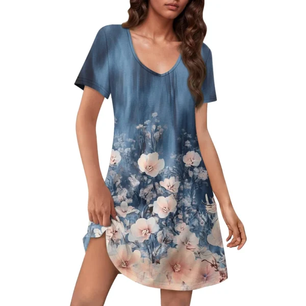 Women's Casual Sundress With Pockets Summer Boho Beach Dress Floral Blouses For - Image 4