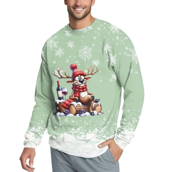 Men's Casual Fashion Comfortable Christmas Printed Round Neck Pullover - Image 38