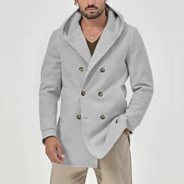 Men's trench coat long lapel hood casual trench coat - Image 3