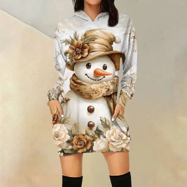 Ladies' Loose Casual Pocket Long Sleeved Hoodie Christmas Printed Sweatshirt - Image 25