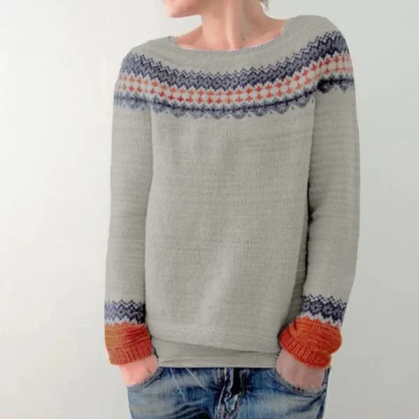 Women's Fashionable Casual Printed Round Neck Pullover Loose Long Sleeved - Image 22