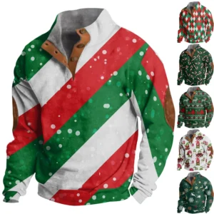 Men's Buttoned Sweatshirt With European And American Autumn/winter Printed Long