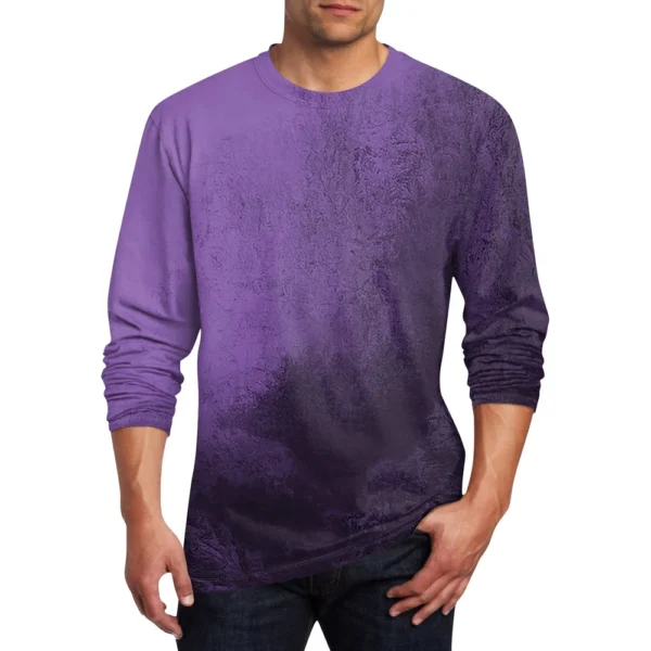 Men's T Shirt O-Neck Clothing Apparel Outdoor Long Sleeve Print Fashion - Image 23