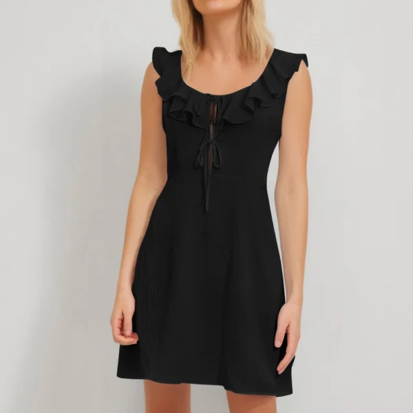 Women's Fashion Casual Square Neck Ruffle Casual Straight Dresses - Image 8