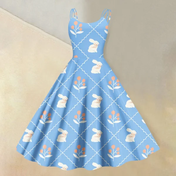 Women's  Casual Fashion Flower Print Sexy Off Shoulder Punk Retro Skirt - Image 13