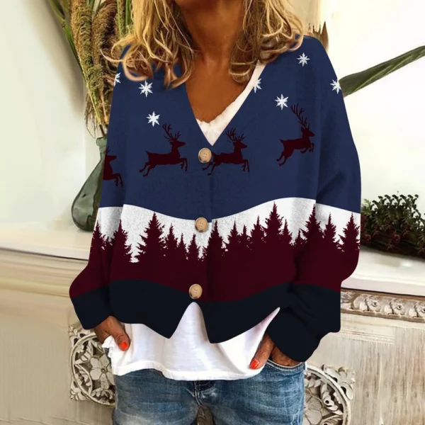 Women's Fashion Short Coat Casual Long Sleeve Printed Single Breasted Plush Top - Image 19