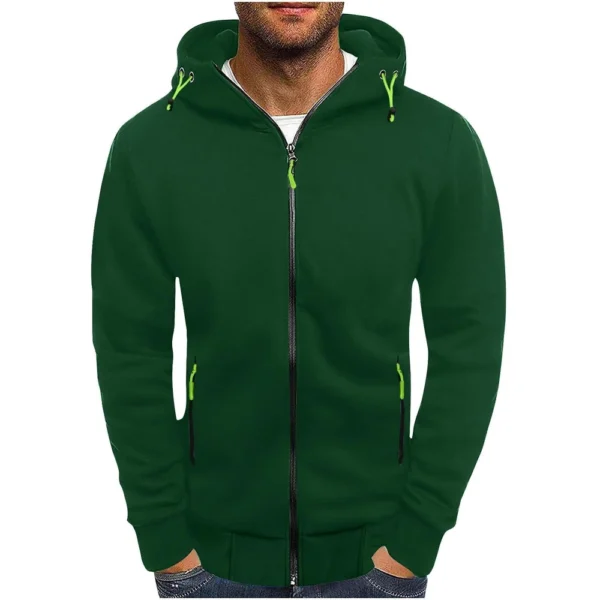Men's Warm Zip Up Hoodie Jacket Cotton Full Zipper Hooded Sweatshirt - Image 6