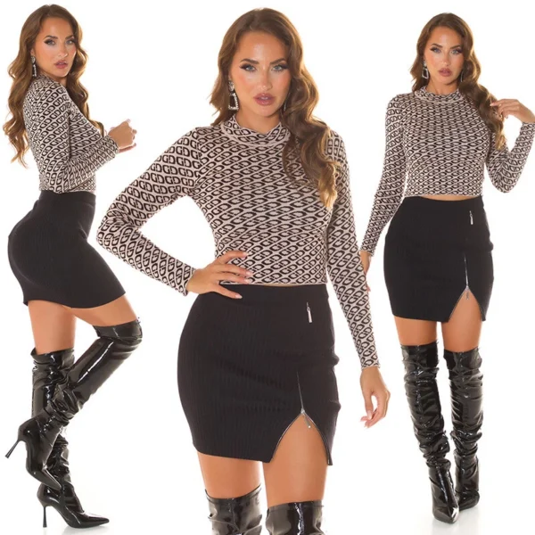 Knit top slim and high neck for women - Image 43