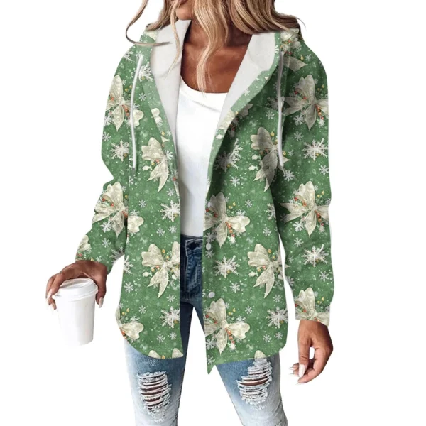 Women's Coat Casual And Fashionable Composite Thick And Warm Printed Hooded - Image 3