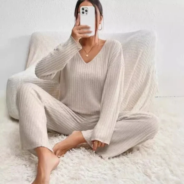 Long Sleeve Suit V-Neck Loose Casual Suit Women - Image 2