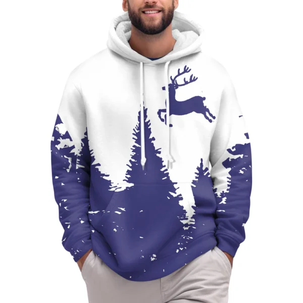 Men's Print Plush Warm Coat Fleece Sweater Casual Coat Pocket Sweater Winter - Image 3