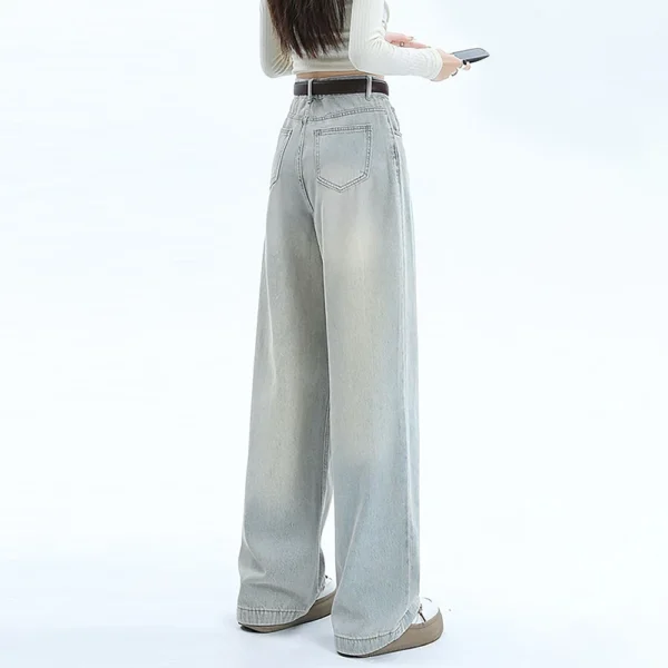 Ladies Fashion Retro Personality Wash Old High-Waisted Retro Loose Straight Leg - Image 7