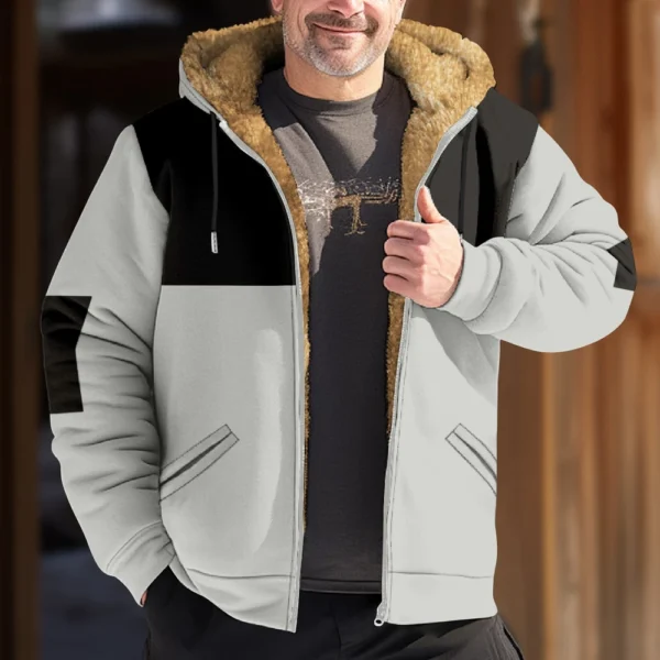 Men's Winter Print Jacket Men's Casual Trend Zipper Hooded Jacket - Image 34