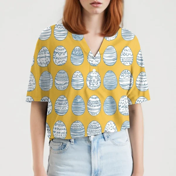 Women's T Shirt Print Button Short Sleeve Daily Weekend Fashion Basic V- Neck - Image 12