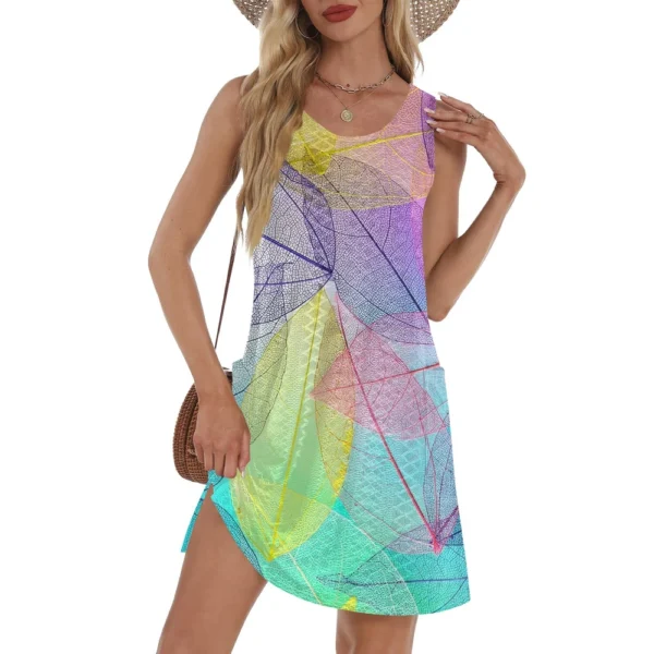 Women's Casual Sundress With Pockets Summer Boho Beach Dress T-Shirts Dress V - Image 31