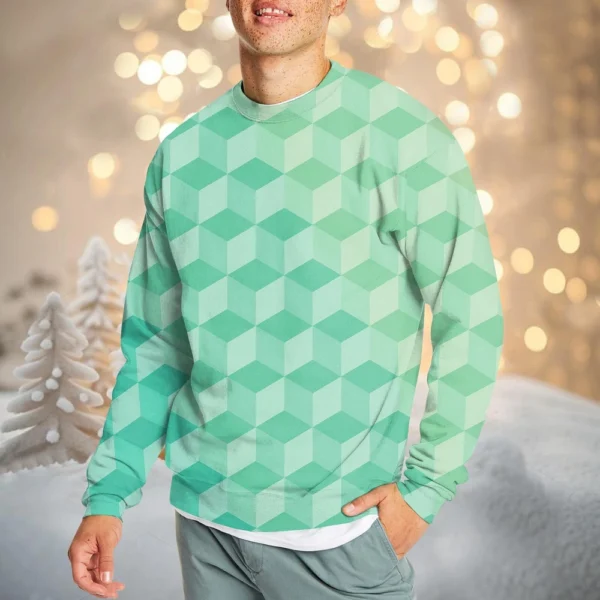 Men's Casual Fashion Comfortable Plaid Round Neck Pullover Sweatshirt Sweatshirt - Image 33