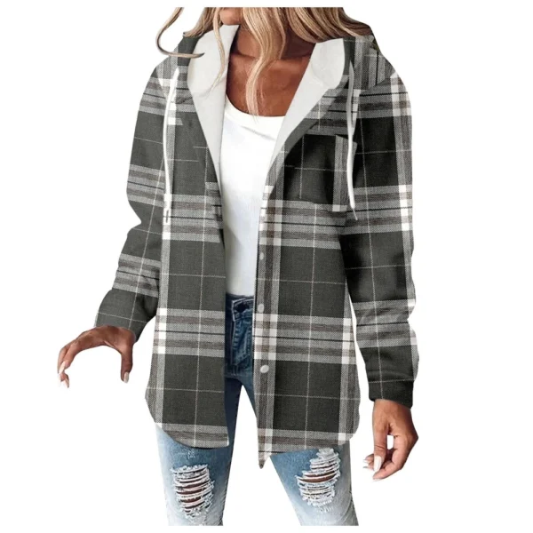Fleece Hoodies For Women Warm Print Sweatshirt Button Lined Drawstring Hooded - Image 29