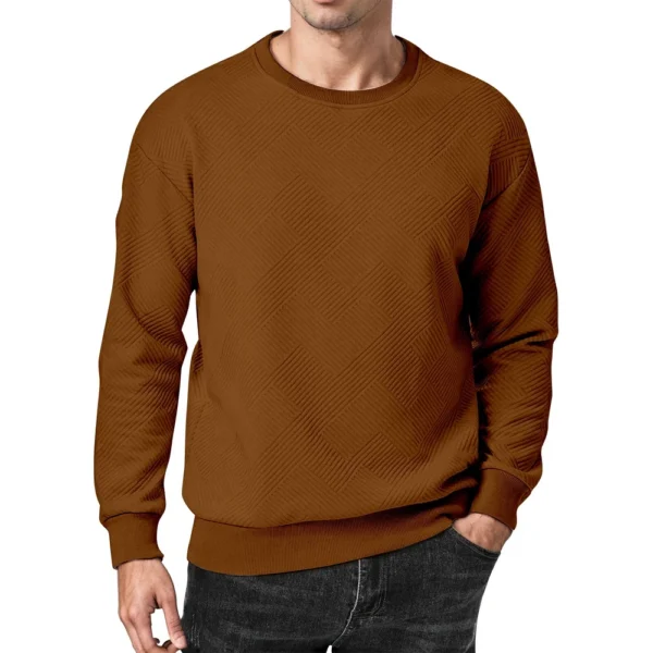 Men's Crewneck Sweatshirt Casual Long Sleeve Geometric Textured Sweatshirt - Image 20