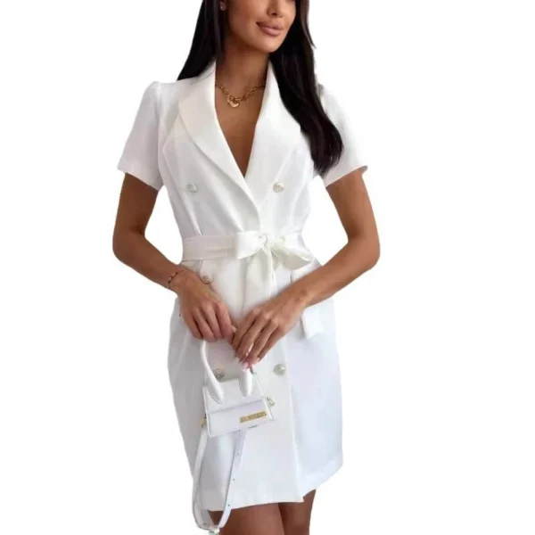 V-neck slim-fitting short-sleeved suit dress - Image 11