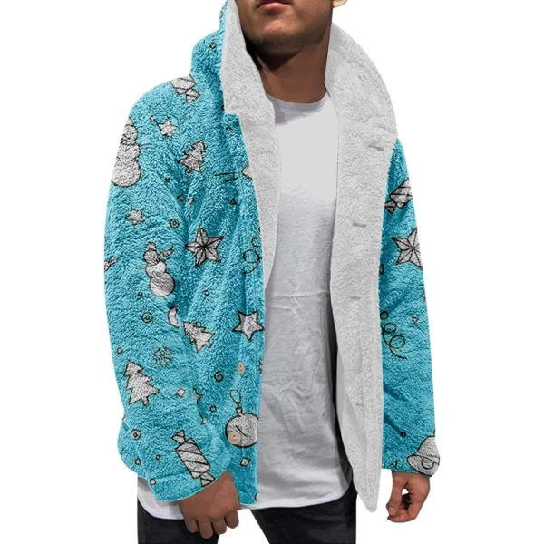Men'S Winter Zipper Hooded Fleece Sweatshirt With Patch Pocket Casual Jacket - Image 3