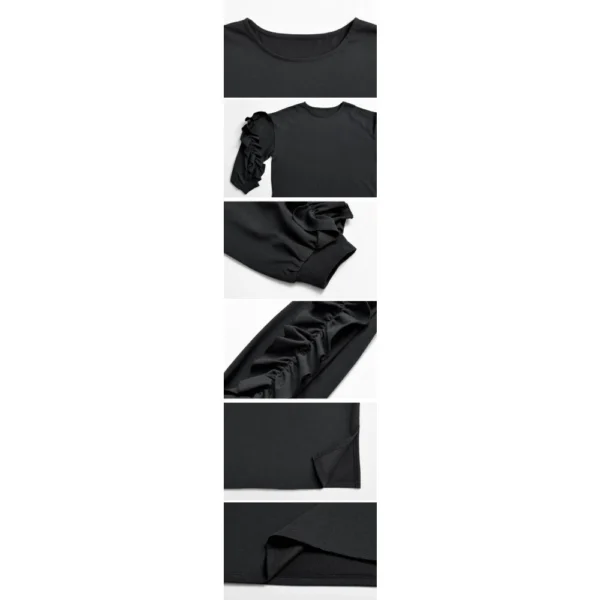 Crew neck solid color loose casual long-sleeved women's top - Image 11