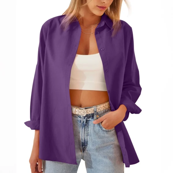 Fashion Loose Long Sleeve Cardigan Shirt Top - Image 17