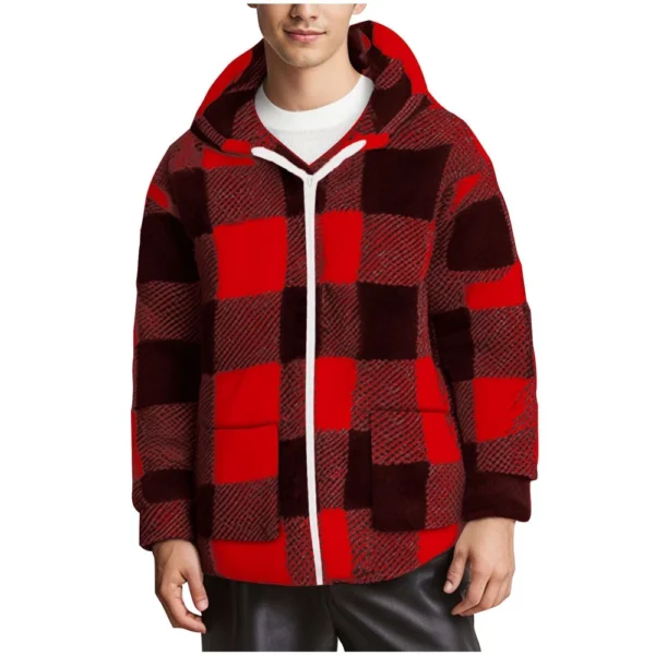 Fall Winter Ethos Plaid Casual Long-sleeved Hooded Cardigan Zipper Coat - Image 31