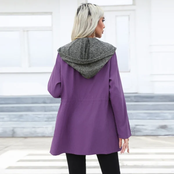 Coat long long sleeve windbreaker with hat - Image 15