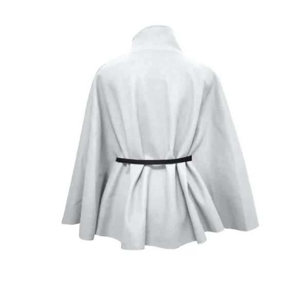 Women's Fashion Solid Waist Tie Woolen Cape Coat - Image 10